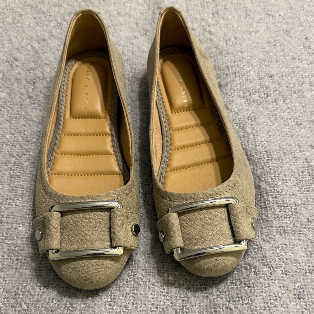 Kelly & Katie Taupe Loafers with Metallic Detail